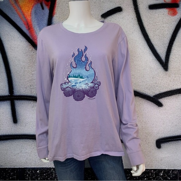 Life Is Good Tops - Life is Good Long Sleeve Violet Campfire T Shirt Size XL